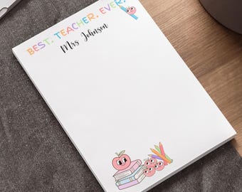Personalized Teacher Sticky Notes | Custom Name Notepad, Teacher Appreciation Gift