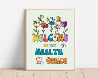 Health Office Printable Welcome Poster, Health Clinic Decor, Health Office Art, School Nurse Office Decor, Health Aide Welcome Door Sign