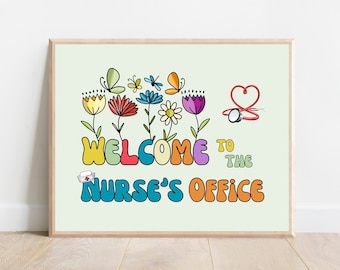 Digital Nurse Welcome Poster, Printable Nurse Office Welcome Door Sign, School Nurse Sign, Health Office Poster, School Nurse Office Decor
