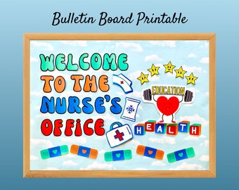 Bulletinboardkit voor verpleegkundigenbureau: decor schoolkliniek (afdrukbare pdf-set)