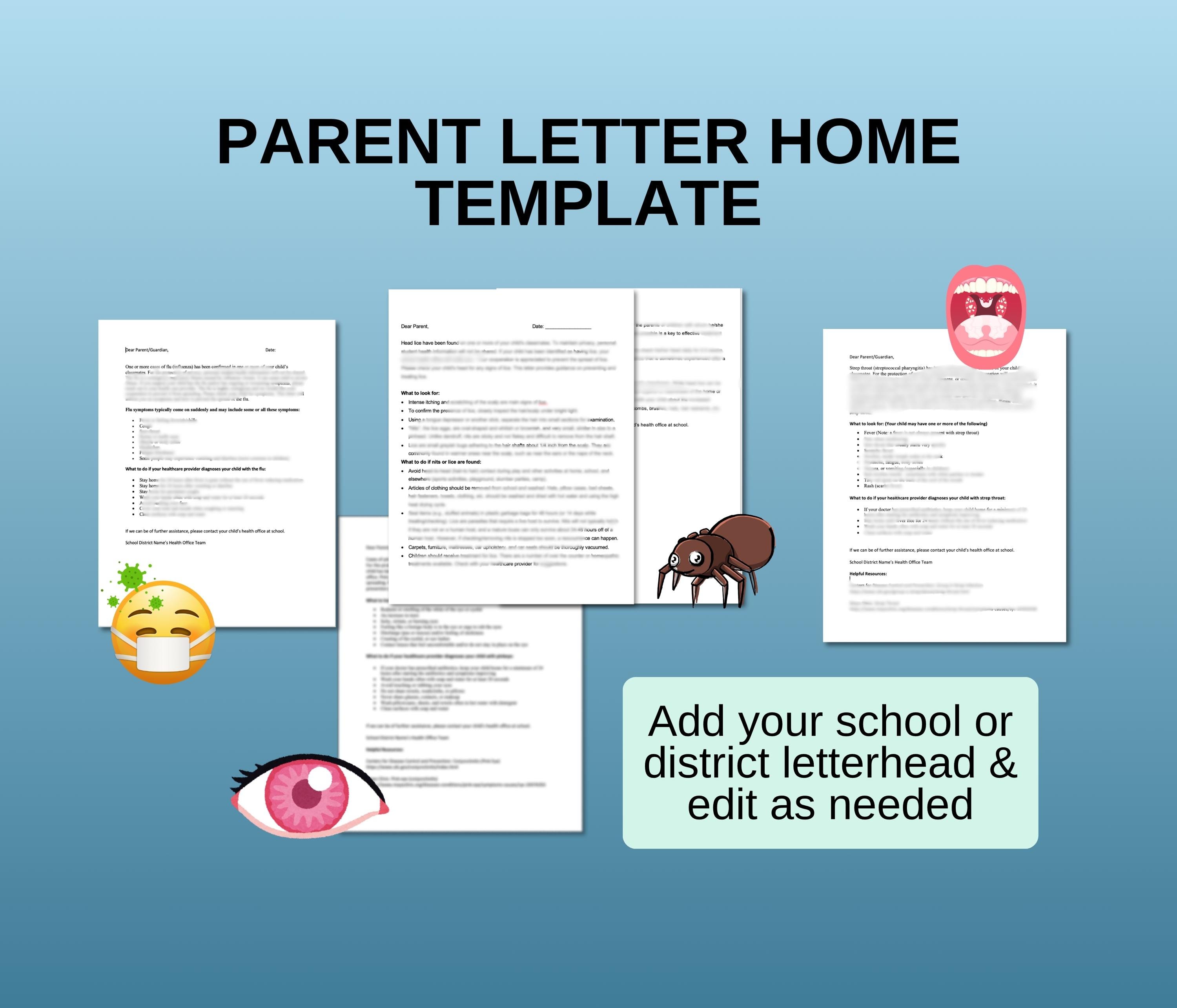 Strep Letters School Nurse Letter & Flyer Templates Bundle: Editable Nurse Notes ...