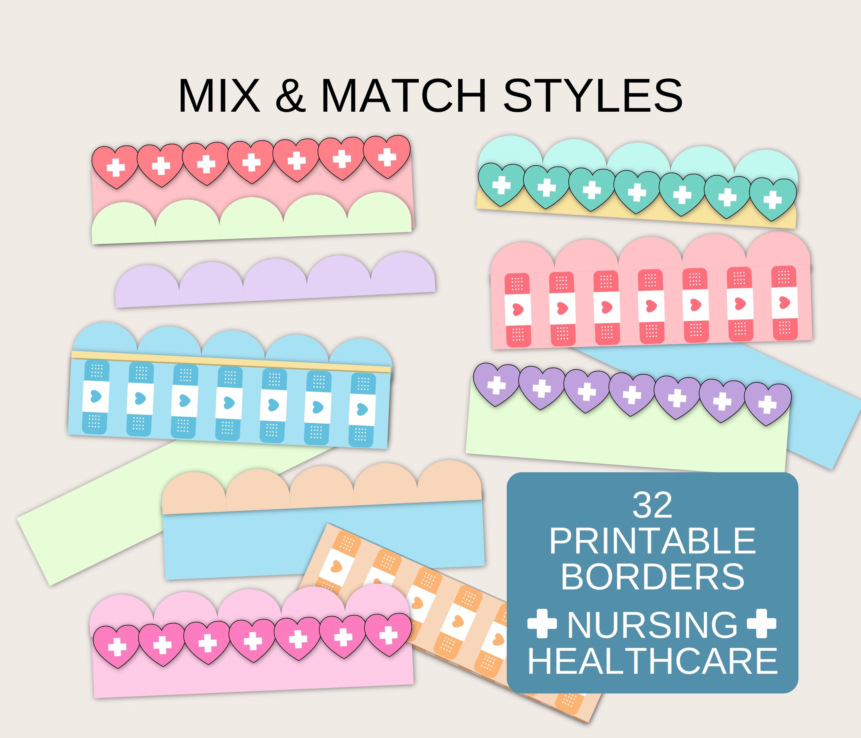 Pastel First Aid Bulletin Board Borders: Hearts & Bandages (PDF ...
