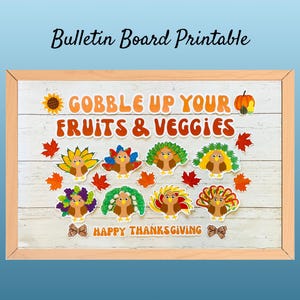 Thanksgiving Bulletin Board Kit, Fall Healthy Habits School Nurse Decor, Elementary Classroom Bulletin Board Set November Doctors Office Art