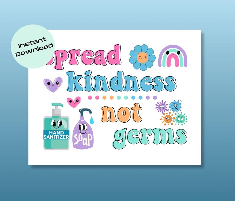 Spread Kindness Not Germs Poster: School Nurse Health Office Decor ...