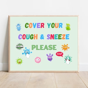 School Nurse Printable Poster, Health Clinic Decor, Health Office Art, School Nurse Office Decor, Cover Your Cough Sign, Cover Your Sneeze