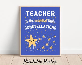 Teacher Classroom Poster Printable | Brightest Constellations Wall Art | Elementary School Classroom Decor (Digital Download)