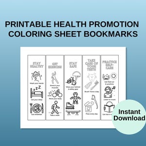 School Nurse Printable Bookmark, School Nurse Coloring Sheet, Printable Health Promotion Bookmark, School Health Coloring Sheet Handout
