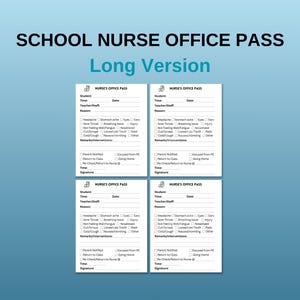 School Nurse Pass Printable Long Version: Health Office Forms (PDF Download, PNG Included)