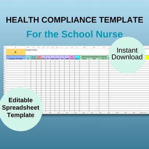 Feuille de calcul de conformité des infirmières scolaires : suivi des vaccinations (téléchargement numérique)