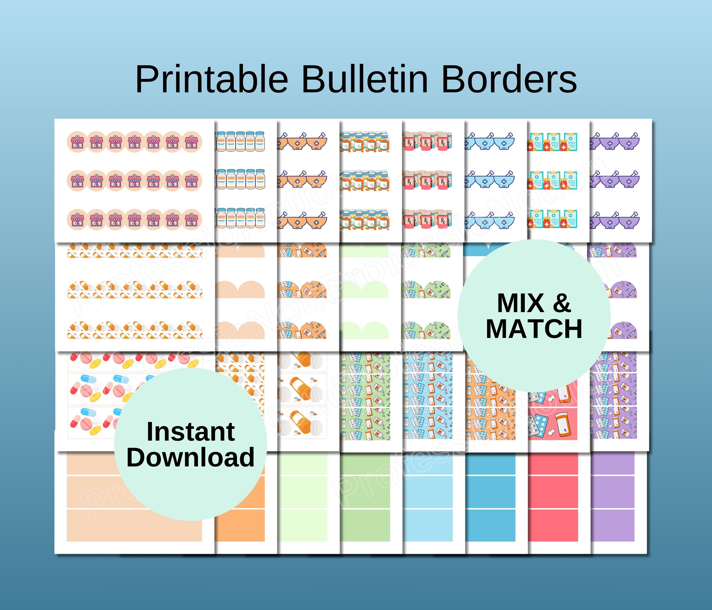 Medical Bulletin Board Borders: Mix & Match Nurse | Pharmacy Decor (PDF ...