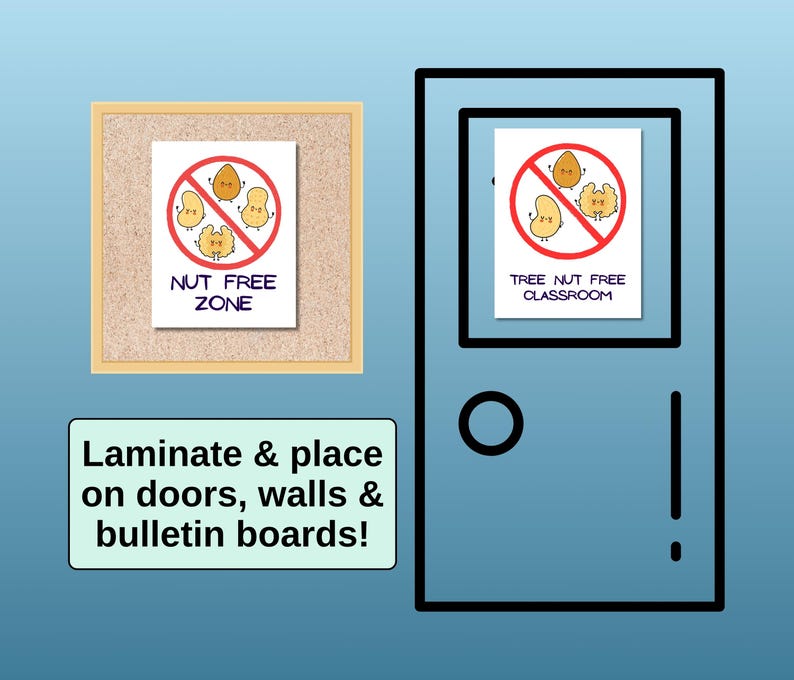 Nut Free Zone Printable Poster Bundle: School Clinic Allergy Alert ...