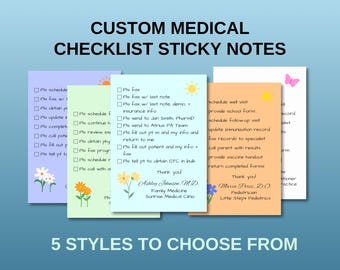 Notas adhesivas personalizadas para listas de verificación médicas / Bloc de notas personalizado para médicos / Bloc de notas para oficina / Regalo para médicos / Notas adhesivas de 4x6