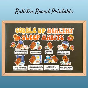 Healthy Sleep Habits Bulletin Board Kit, Thanksgiving School Nurse Bulletin Board Set Printable, Nurse Office Decor, Fall Clinic Decorations