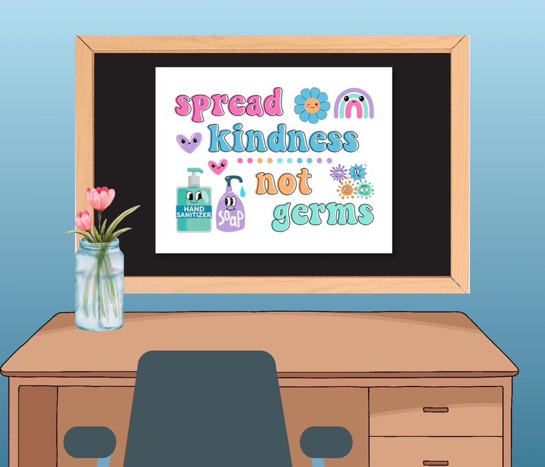 Spread Kindness Not Germs Poster: School Nurse Health Office Decor ...