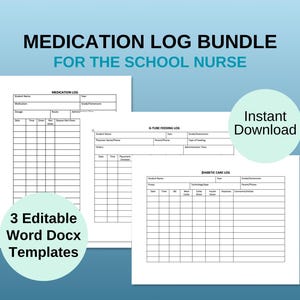 School Nurse Medication Log Template Bundle (Digital Download)