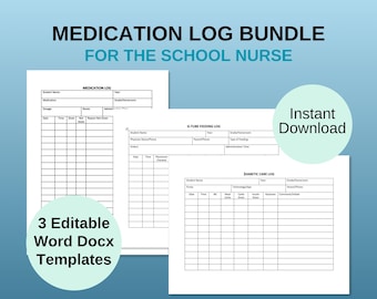 School Nurse Medication Log Template Bundle (Digital Download)