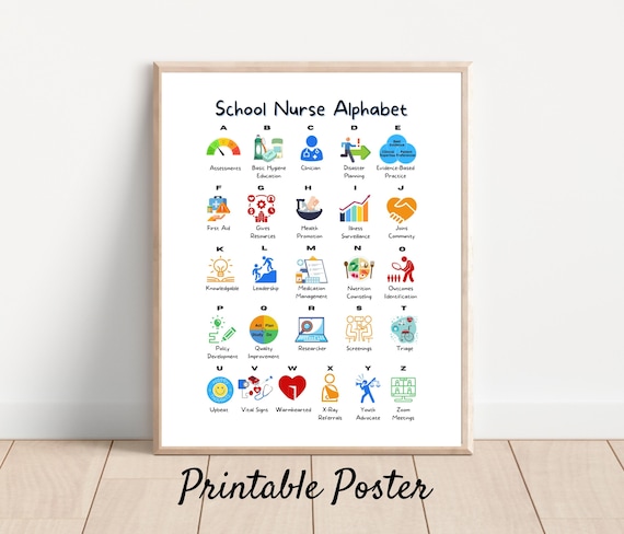 School Nurse Alphabet Poster: Health Office Decor (PDF Download