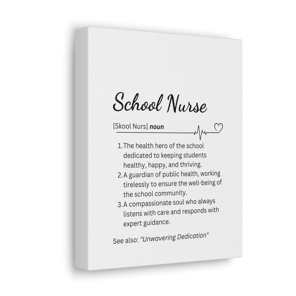 School Nurse Definition Canvas Print Sign, Decor for School Nurse Office Wall Art, Thank You