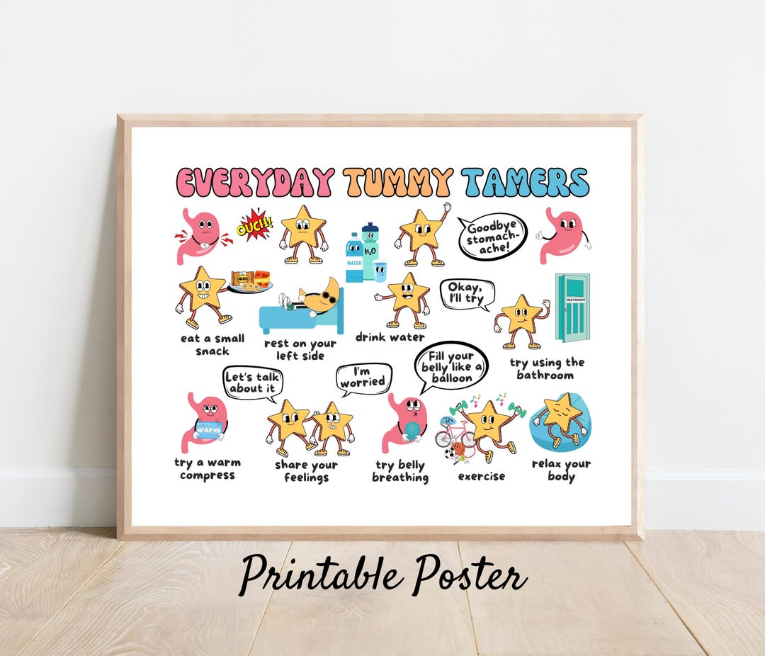School Nurse Stomach Ache Poster: Retro Tummy Tamers (digital