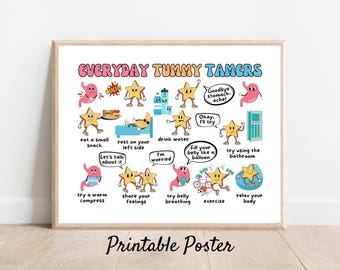 School Nurse Stomach Ache Poster Printable, School Nurse Decor, Nurse Office Door Decorations, Health Education Classroom Poster, Pediatrics