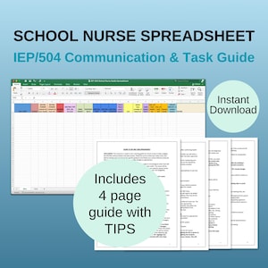School Nurse Guide Spreadsheet, School Nurse Planner, School Nurse To Do List Organizer Template, Certified School Nurse, School Nurse Log