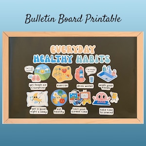 Healthy Habits Bulletin Board Kit, School Nurse Office, Printable Bulletin Board Set, Classroom Posters, Back to School Teacher Posters