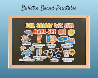 Sun Safety Bulletin Board Kit: School Nurse Office Decor (PDF Printable Set)