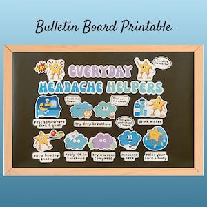 Headache Bulletin Board Kit, Healthy Habits School Nurse, Printable Bulletin Board Set, Classroom Posters, PEDs Clinic Bulletin Board Ideas