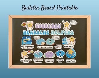 Headache Helpers Bulletin Board Kit: School Nurse Classroom Decor (PDF Printable Set)