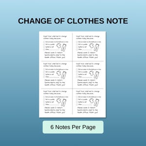 School Nurse Change of Clothes Note to Parent (PDF, PNG included) image 2