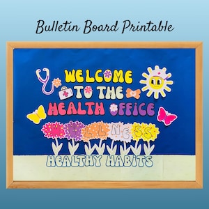Welcome to the Health Office Bulletin Board Kit, School Nurse Bulletin Board Set Printable, Healthy Habits Sign, Health Office Decorations