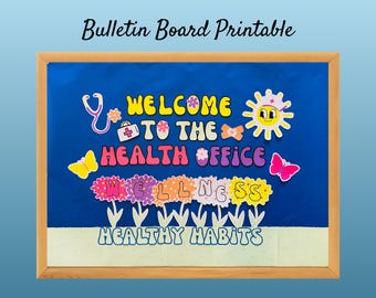 Health Office Bulletin Board Kit: Healthy Habits Wellness Decor (PDF Printable Set)