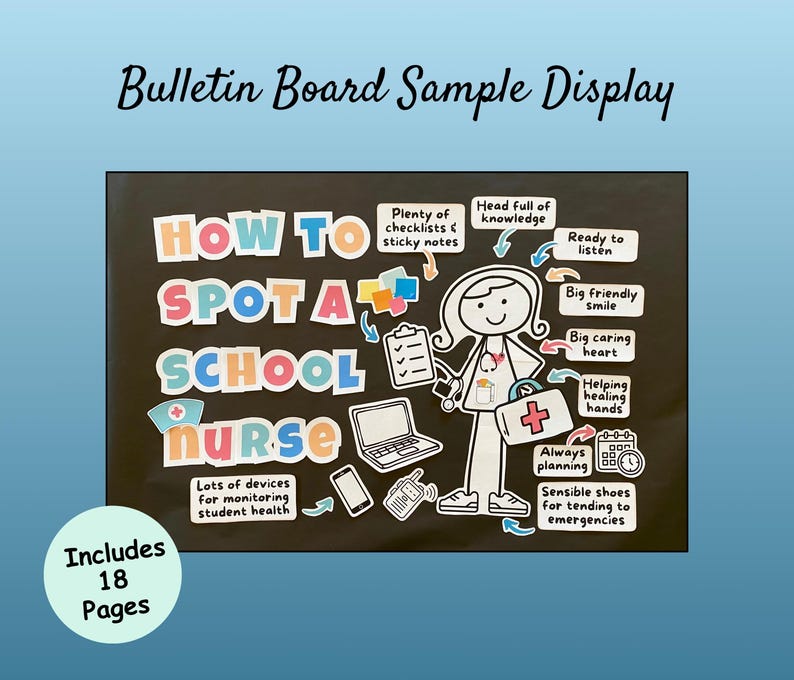 How to Spot a School Nurse Bulletin Board Kit: Health Office Decor (PDF ...