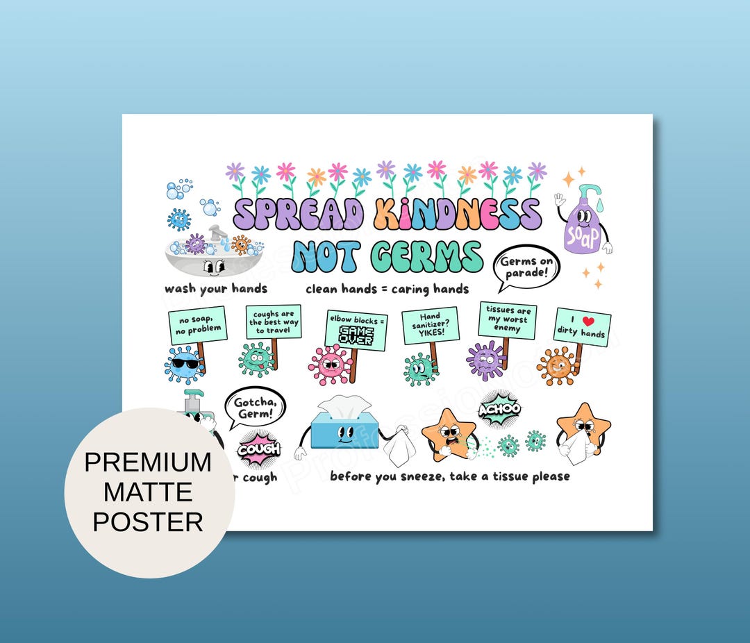Spread Kindness Not Germs Poster | School Nurse, Classroom Wall Art ...
