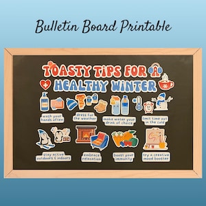 Tableau d'affichage bien-être hivernal : décoration de bureau d'infirmière scolaire (ensemble imprimable PDF)