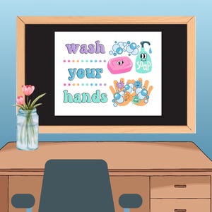 Wash Your Hands Poster: Pastel Classroom Decor, School Nurse Art - Etsy