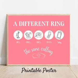 Printable Nurse Poster, A Different Ring Nurse Wall Art, Digital Nursing School Graduation Gift Ideas, Watermelon Pink Nurse Decor Download