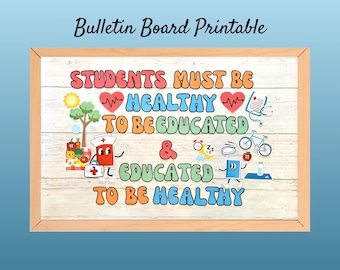 School Nurse Bulletin Board Kit: Healthy, Educated Students Decor (PDF Printable Set)