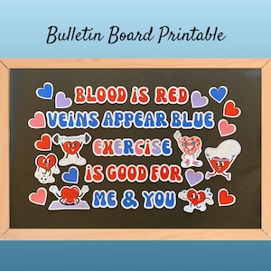 February Exercise Bulletin Board Kit, Valentine&#39;s Day School Nurse Bulletin Board Ideas, Nurse Office Decor, Heart Health Class Decorations