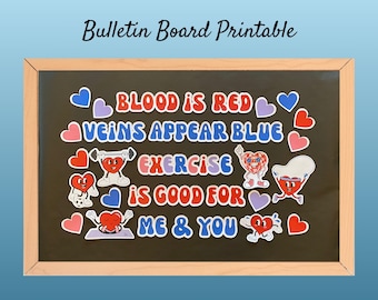 Valentine's Day Exercise Bulletin Board Kit: Heart Health Decor (PDF)