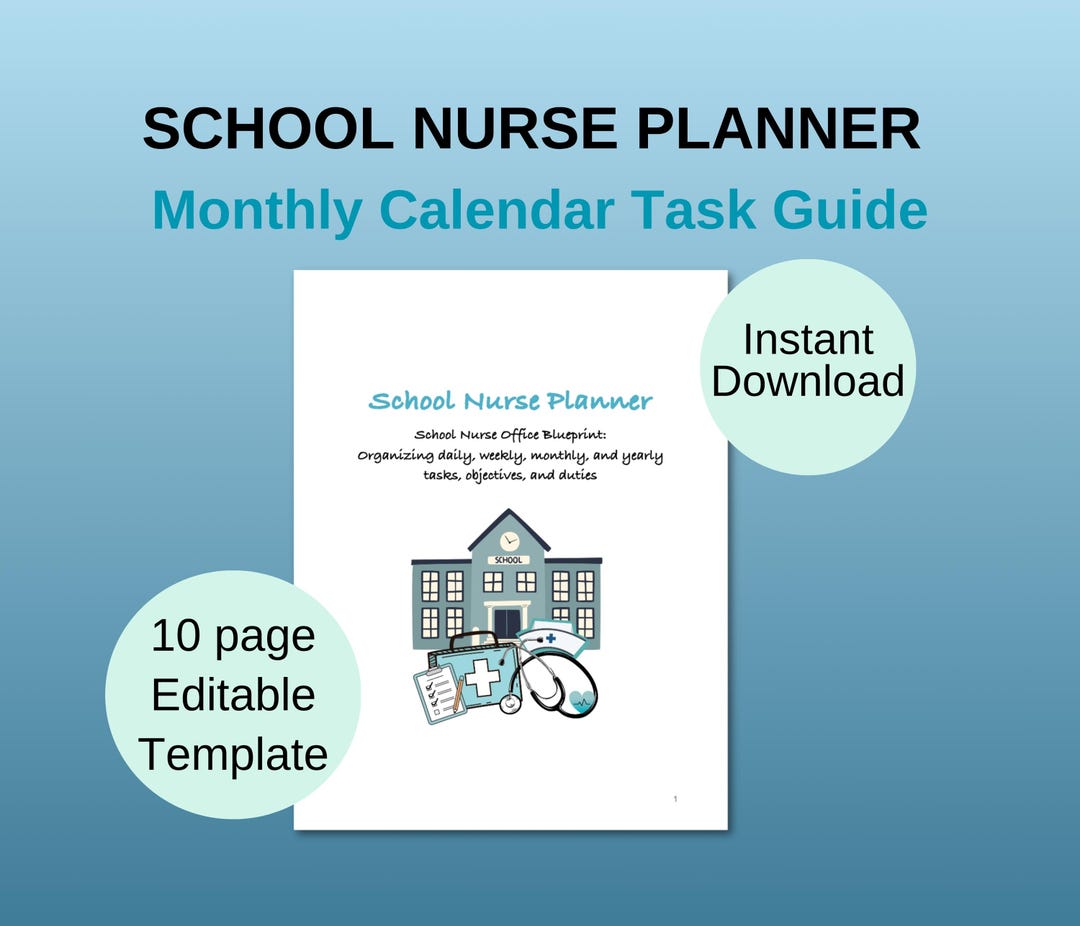 School Nurse Planner Template: Monthly Calendar Task Guide (digital Download) - Etsy