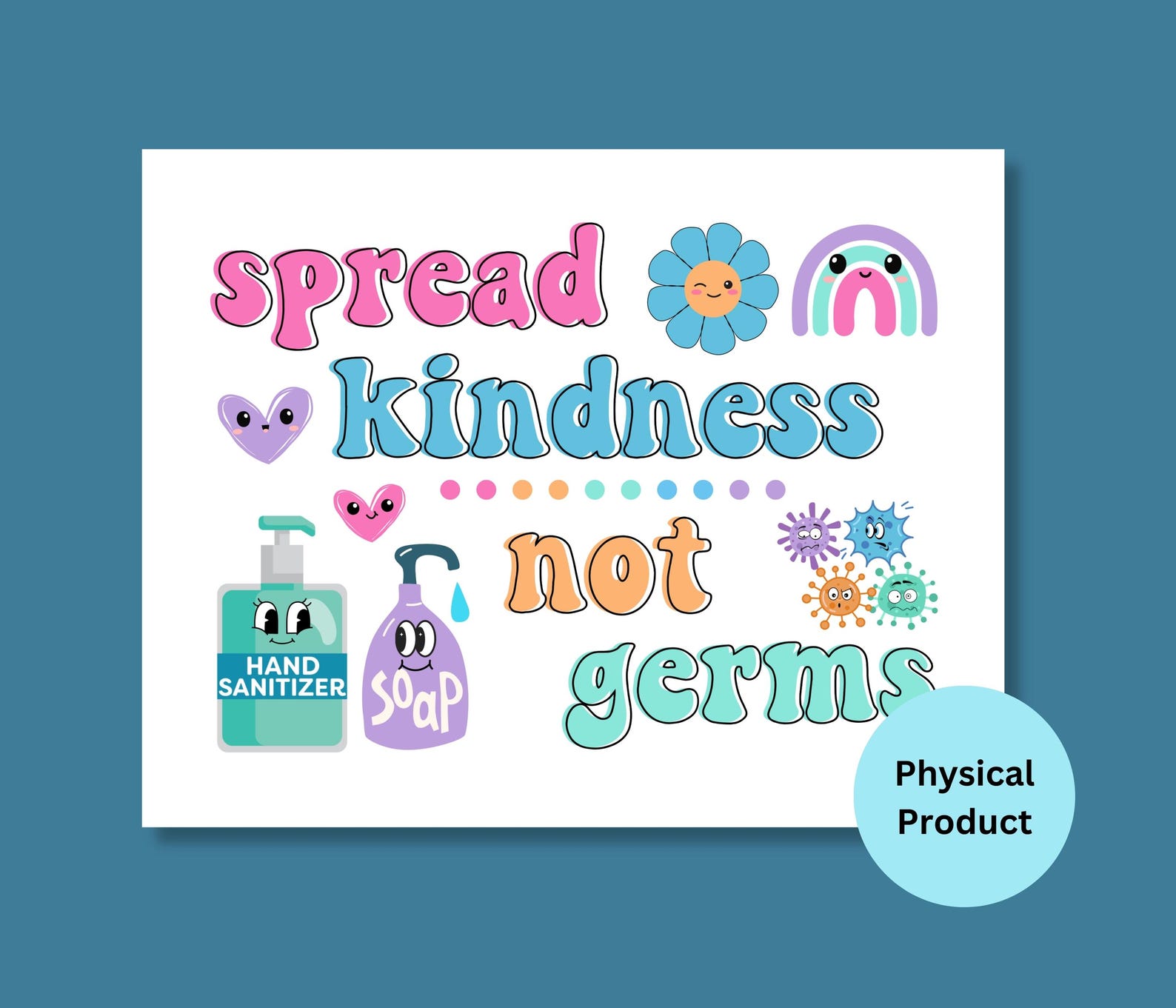 Spread Kindness Not Germs Poster: School Nurse Office Decor - Etsy