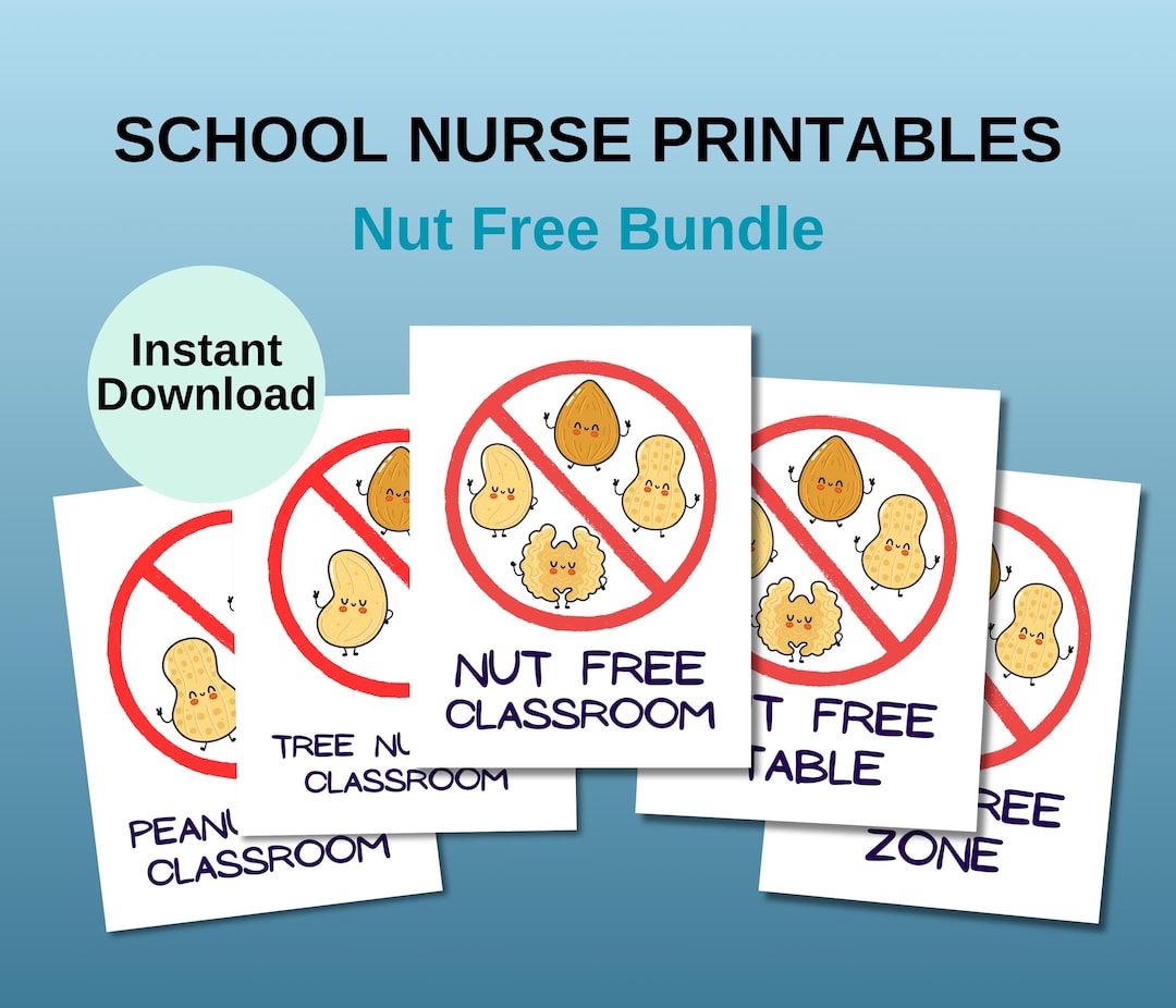 Nut Free Zone Printable Poster Bundle: School Clinic Allergy Alert ...