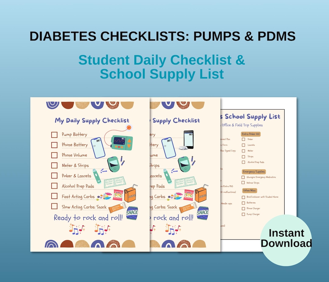 Diabetes Daily Checklist Bundle, School Nurse Forms, School Nurse ...