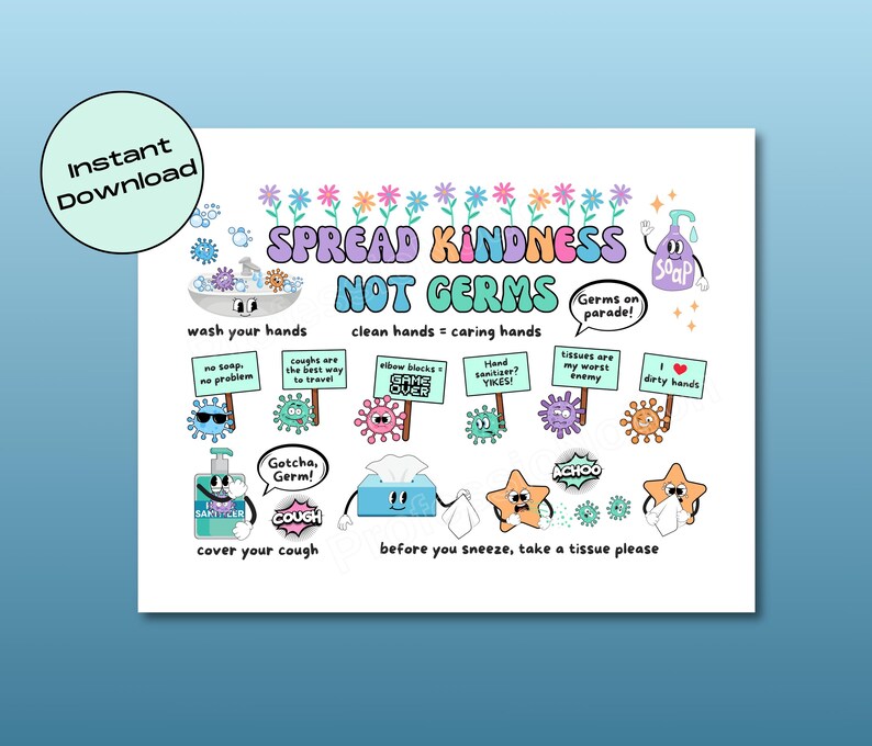 Spread Kindness Not Germs Poster | Printable School Nurse, Classroom ...