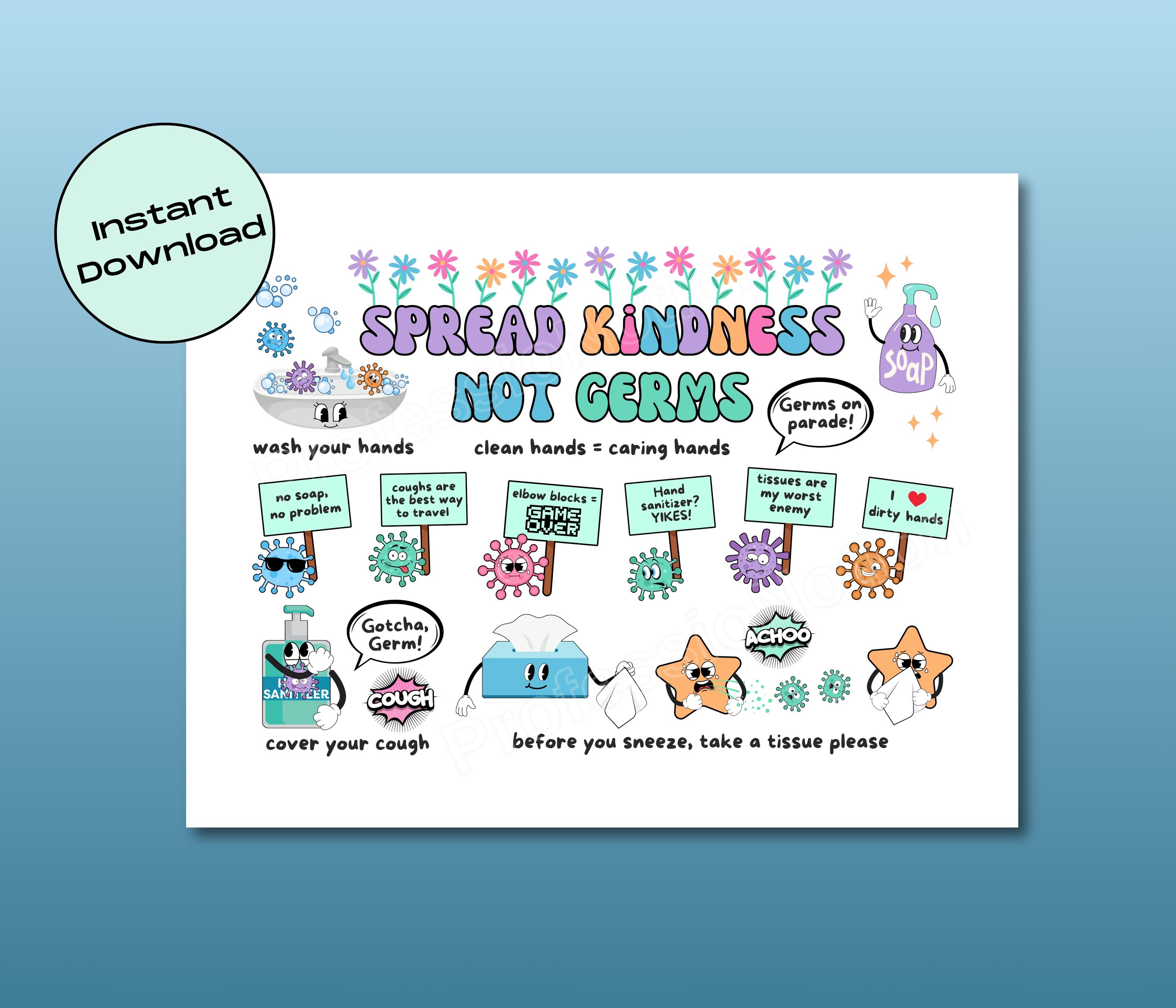 Spread Kindness Not Germs Poster | Printable School Nurse, Classroom ...