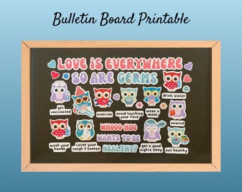 School Nurse Bulletin Board Kit: Valentine's Day Germs Poster (PDF Printable Set)