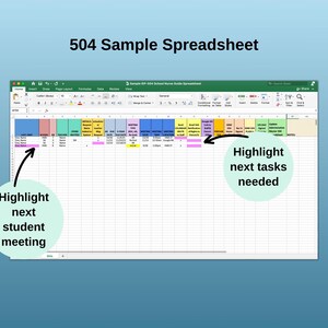 School Nurse Planner: IEP & 504 Tracking Spreadsheet (Editable, Digital Download) image 7