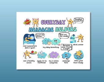 School Nurse Headache Poster, School Nurse Decor, Nurse Office Poster, Health Education Sign, Educational Posters for Kids Health Room Board