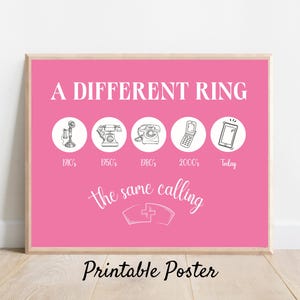 Nurse Poster Printable, Pink Nurse Wall Art, A Different Ring Nurse Poster, Retro Nurse Print, Nursing School Gift, Colorful Nurse Décor
